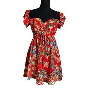 Double Crazy Floral Tropical Sweetheart Dress Size Medium